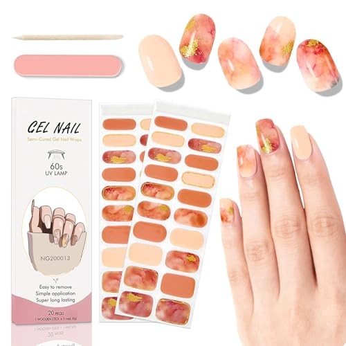 2 Sheets Brown & Nude Marble Semi Cured Gel Nail KIT4-2*Brown & Nude Marble