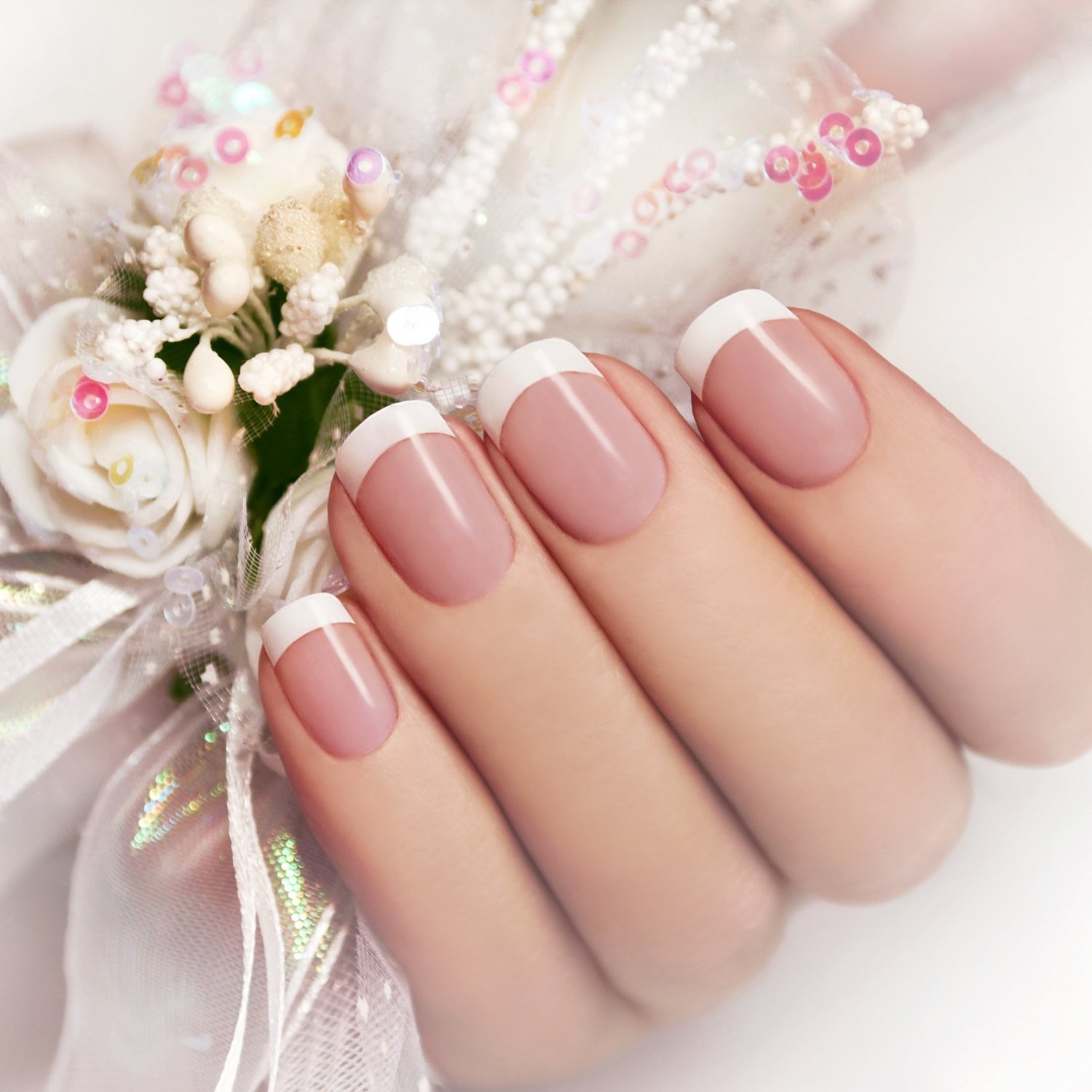 576 Pcs French Manicure Nail Tip Stickers Strips Self-Adhesive Guides Set (Moon)