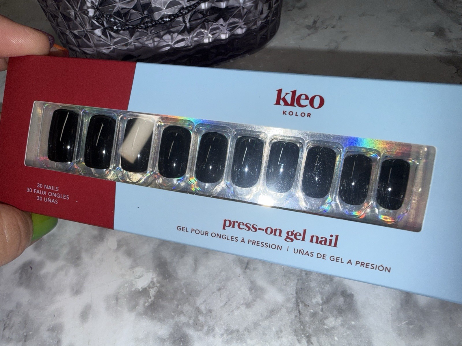 New Kleo Kolor Press-On Gel Nails – Long Square Blacklisted