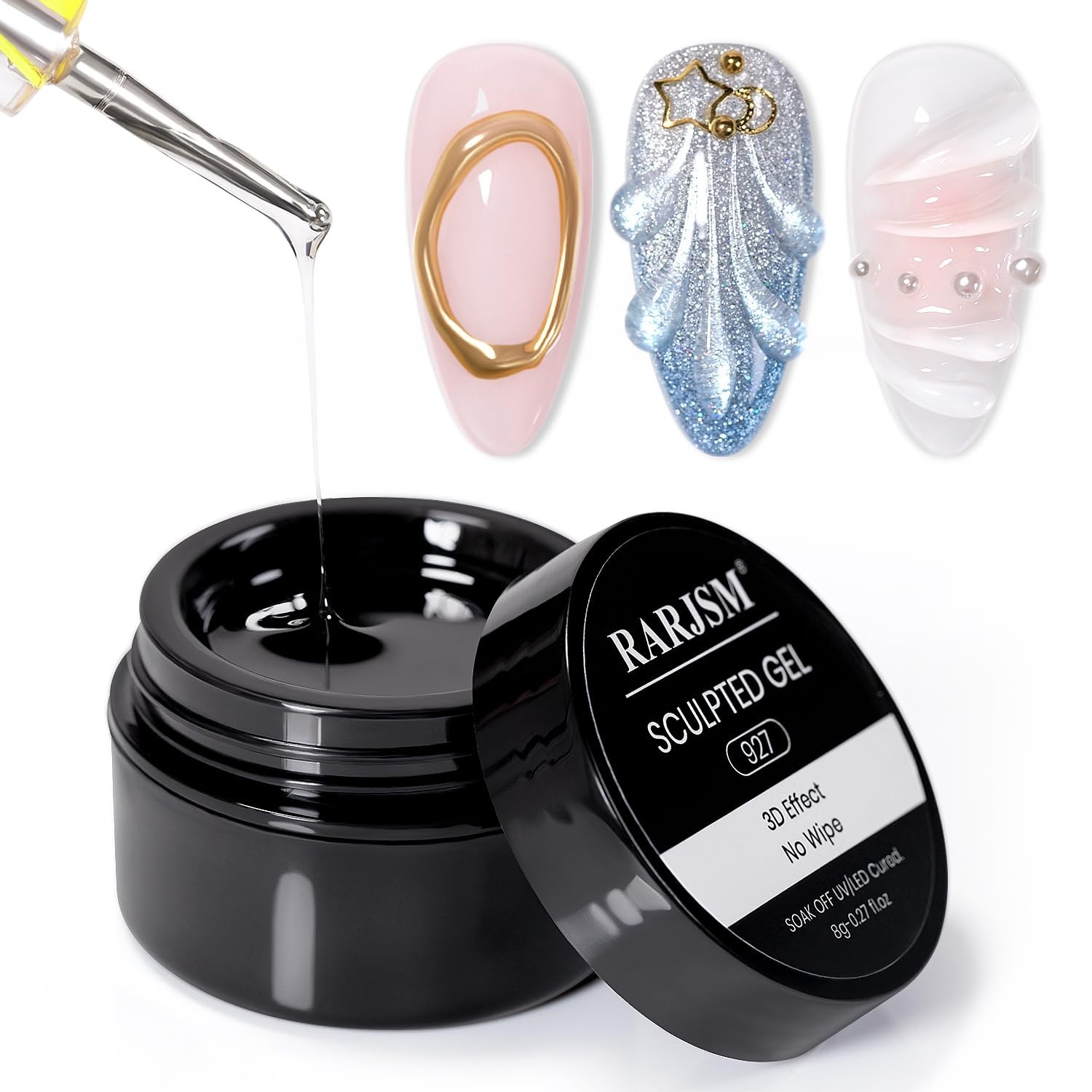 Versatile 3D Sculpting Gel – Clear Adhesive for Nail Charms & Art Design, 1.13oz