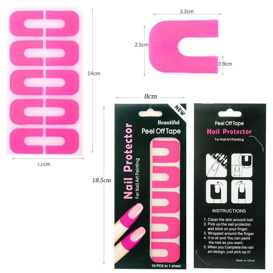 Nail Protector Peel Off Tape Pink, 1sheet Per