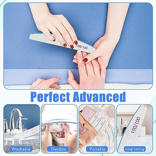 12 PCS Nail Files for Acrylic Nails, 100/100 Grit 100/100 Grit False/Hard Nails
