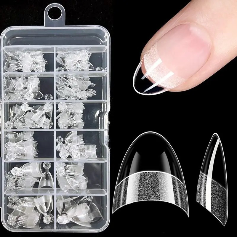 240Pcs Half Cover Almond Nail Tips XS Matte Fake Nail Extensions 12 Sizes