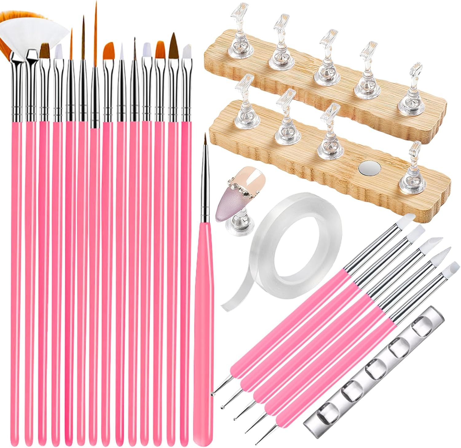 Nail Stand for Press on with Nail Art Brushes Nail Holder for Painting Practice