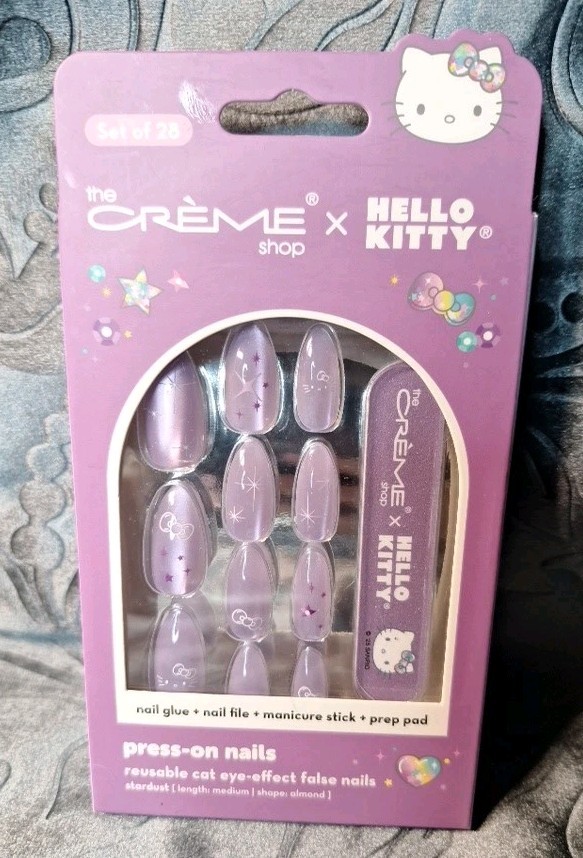The Crème Shop x Hello Kitty Cat Eye Purple Almond Press-On Nails Set Of 28