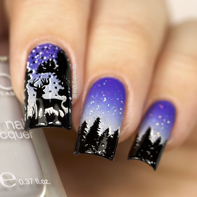 B035 Icy Wonderland Stamping Plate For Christmas Stamped Nail Art Design