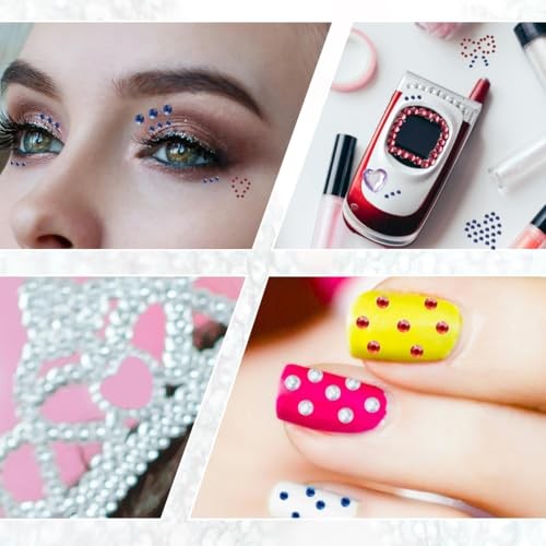 4 Sheets Self Adhesive Pearl Stickers, Self 4 Sizes Bling Rhinestone Red