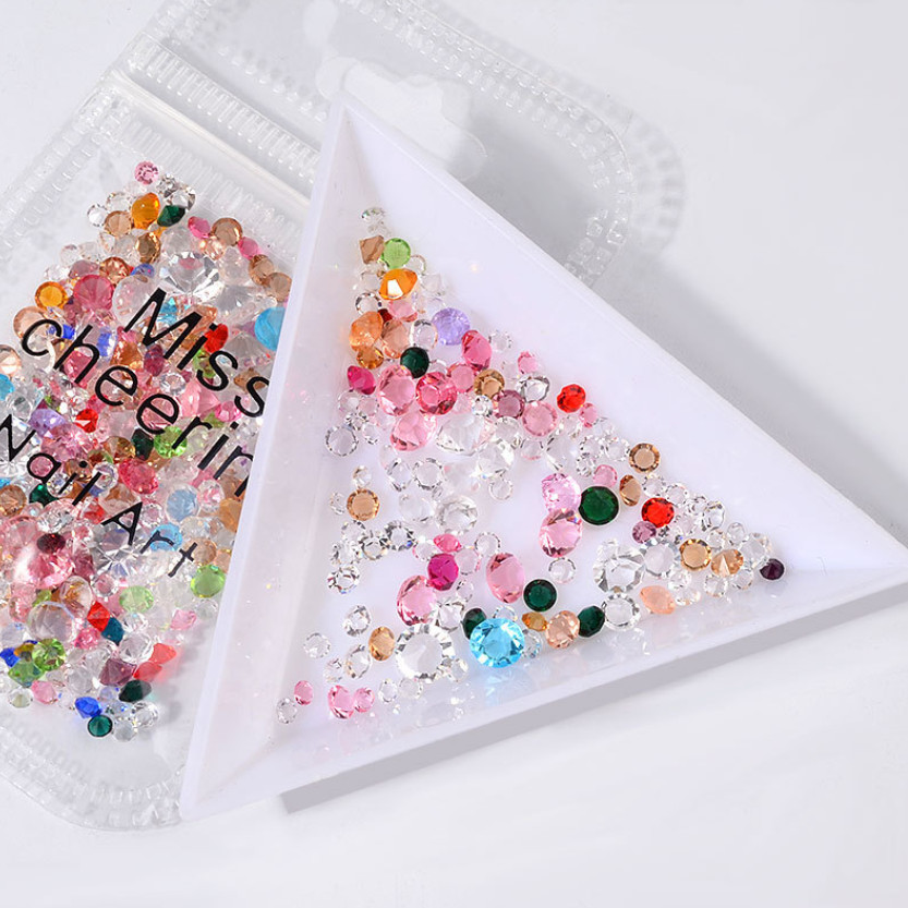 8g Mixed Color Glass Rhinestones Pointed Bottom Rhinestone Crystal Bead Nail Art
