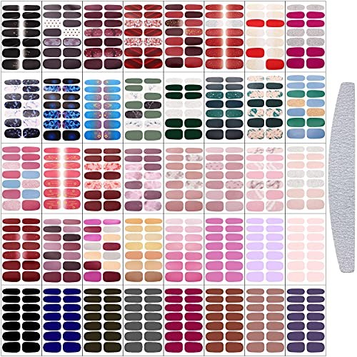 560 Pieces 40 Sheets Full Wrap Nail Stickers Nail Polish Strips Bright Style