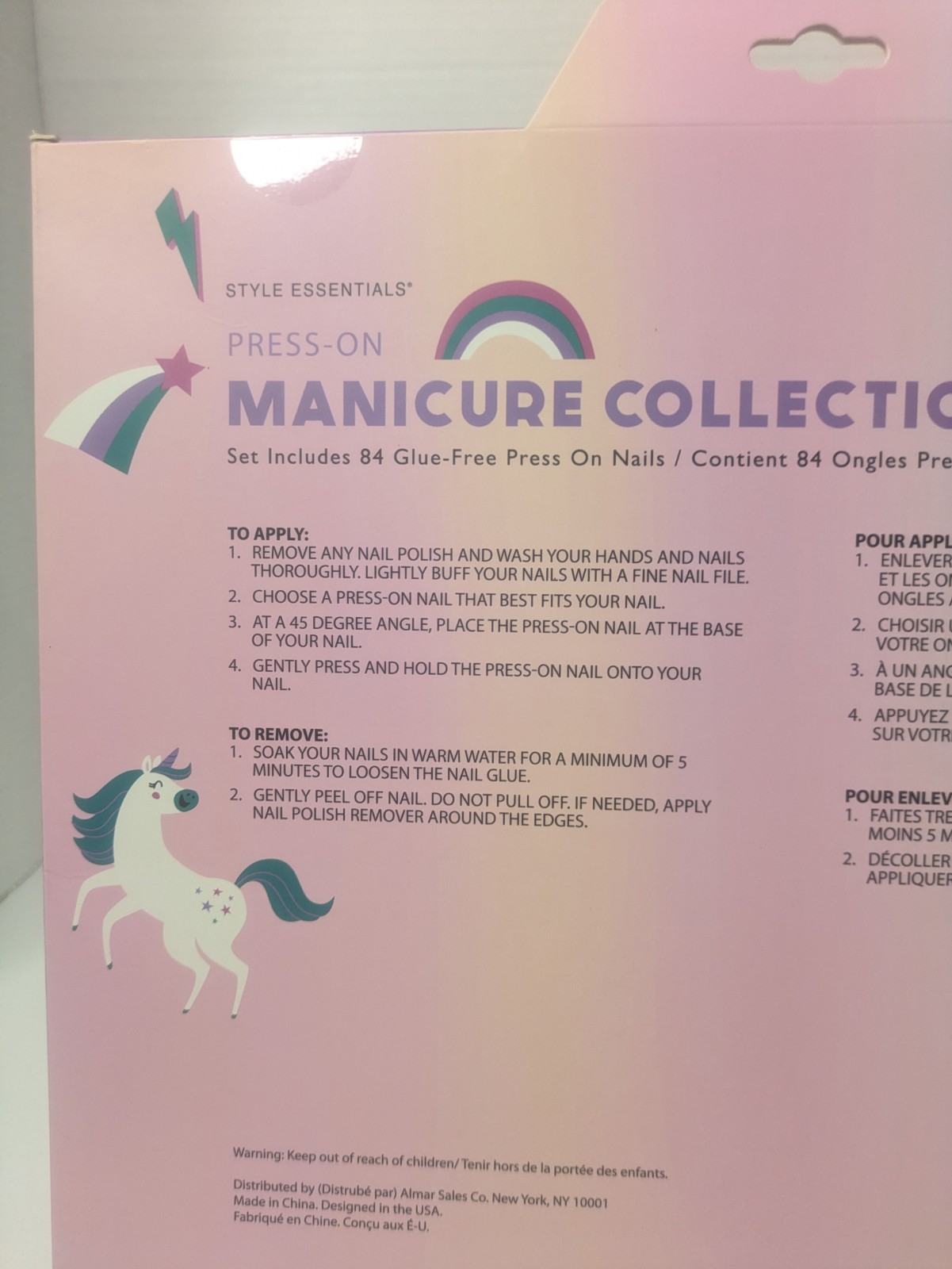 Unicorn 7-Day Acrylic 84 Press On Nail Kit And Matching Bath Bomb Girls Gift Set