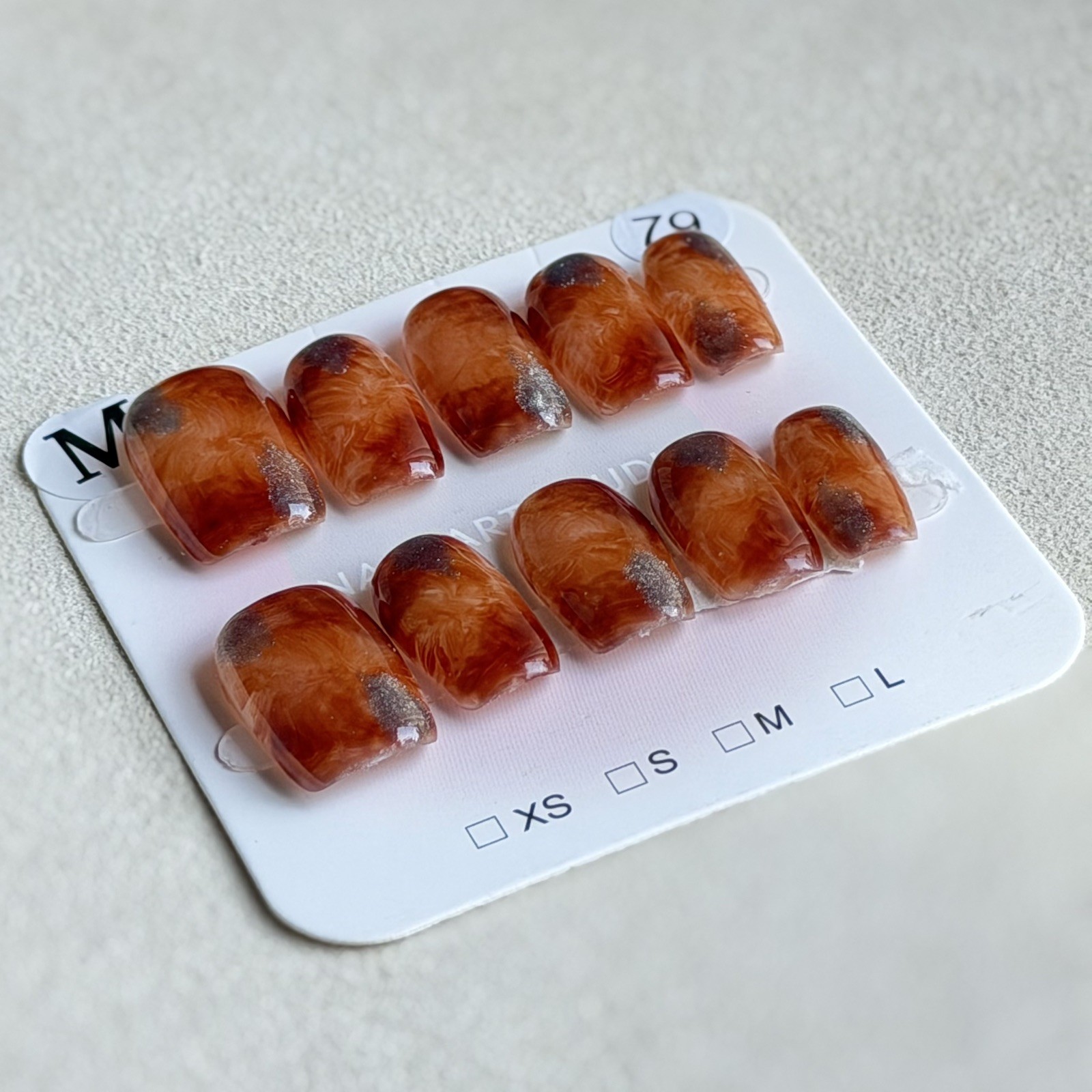 Unique Handmade Press-On Nails Size M | One of a Kind Set, Reusable 79
