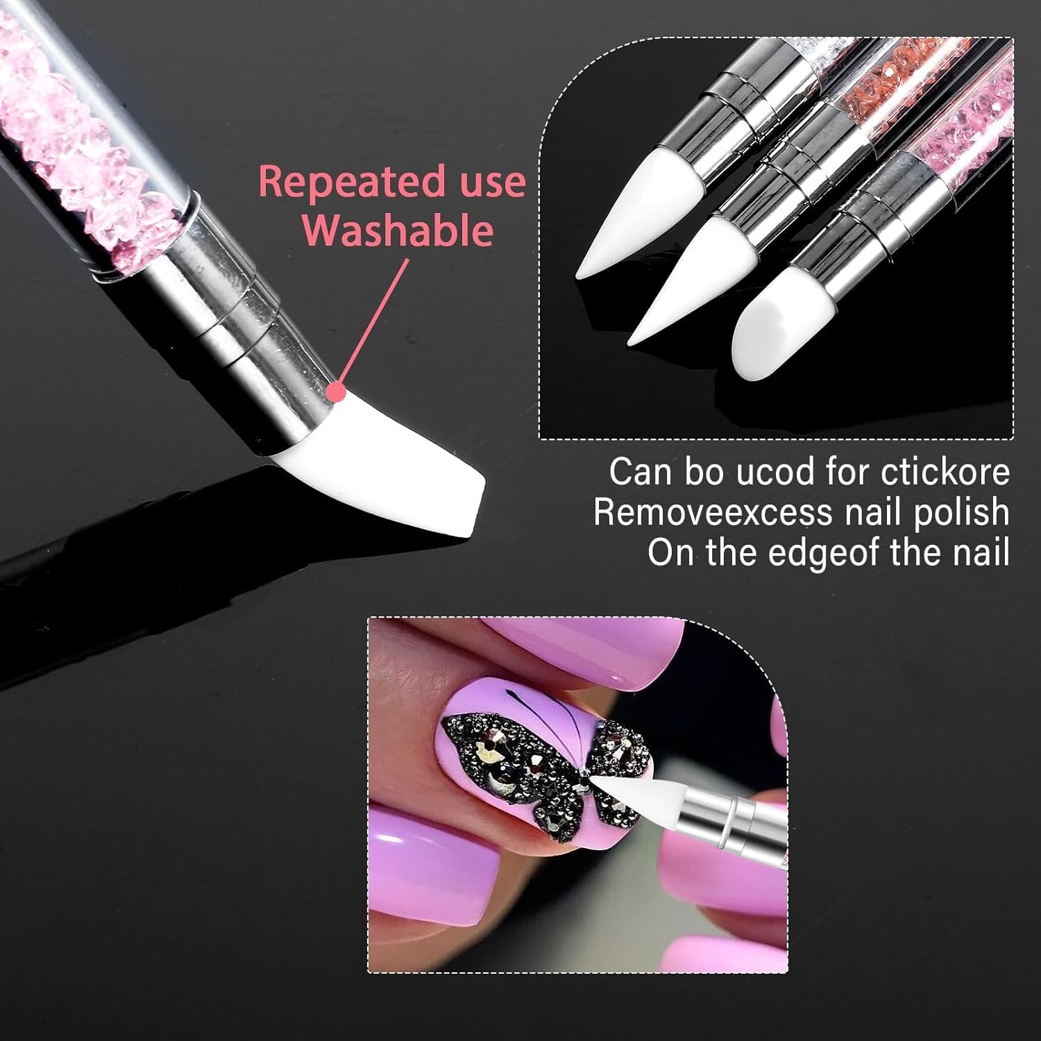 Versatile 3 Count Nail Art Sculpture Pens – Silicone & Acrylic for All Creatives