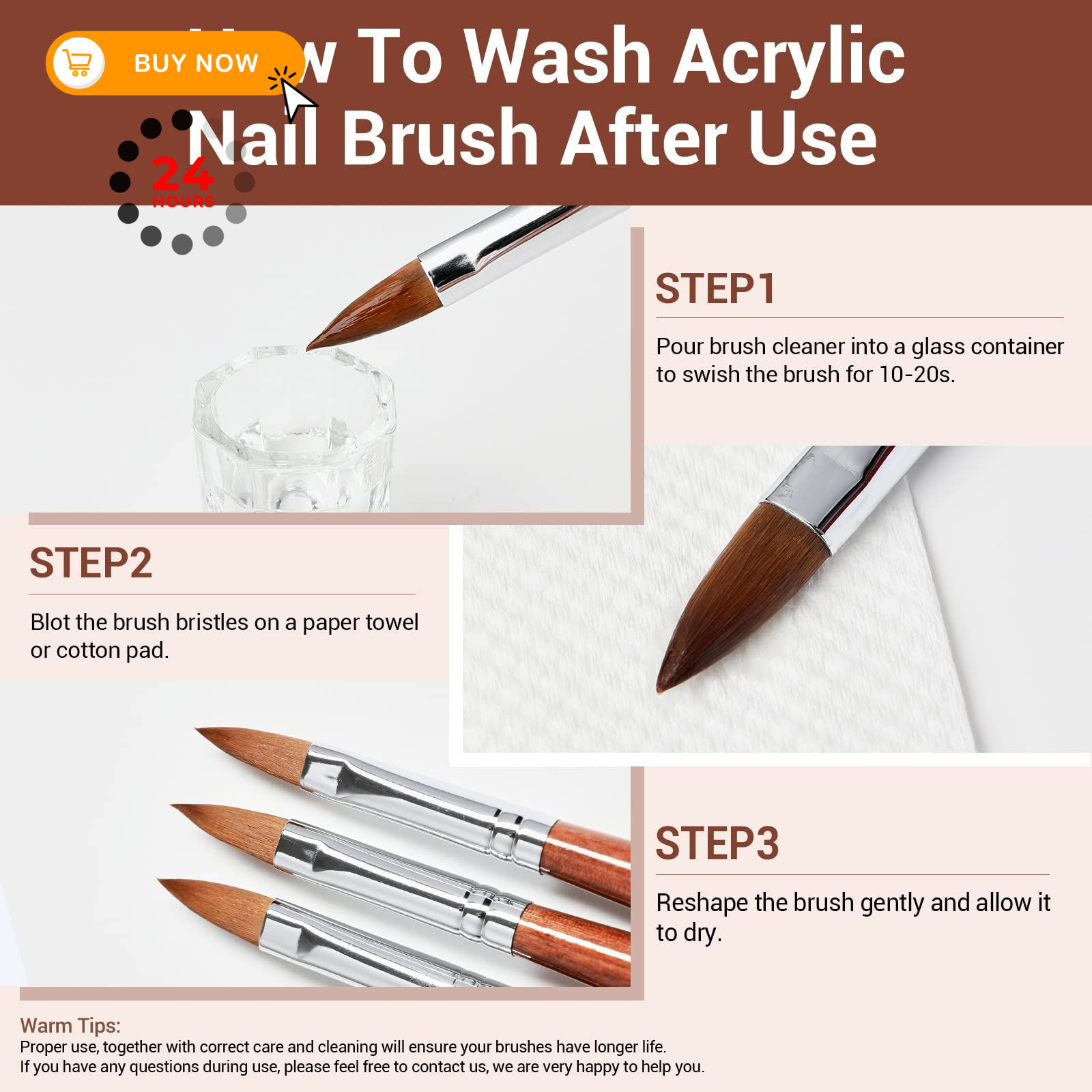 Modelones Kolinsky Sable Acrylic Nail Art Brushes #14 14, Red