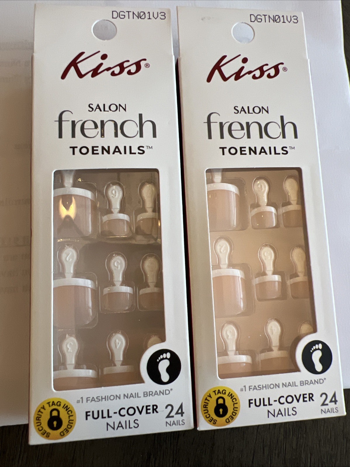 2x~Kiss Salon French Pedicure ~Artificial Fake 24 Glue-On Toe Nails DGTN01v3~New