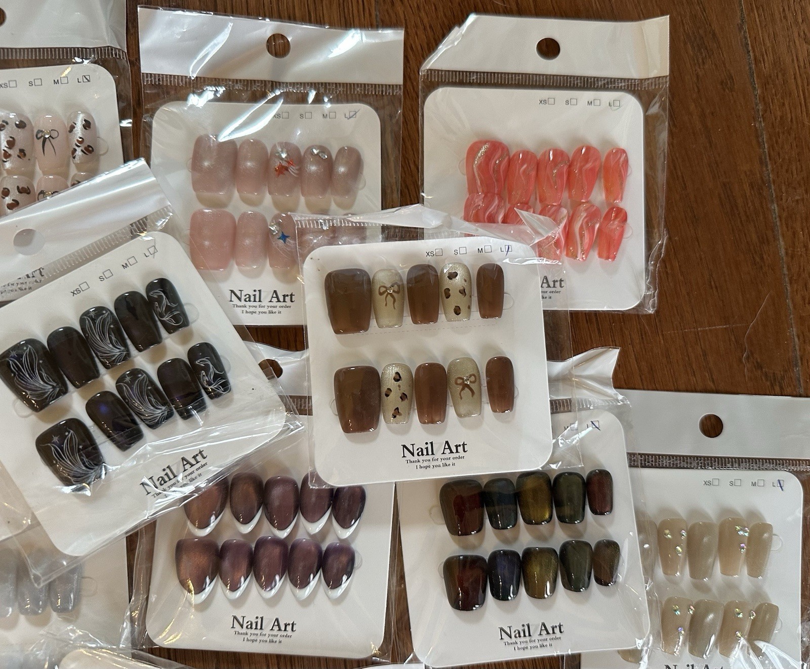 20 sets Pre-Designed Full Cover Coffin Long Press-On Nails Multicolor UNOPENED