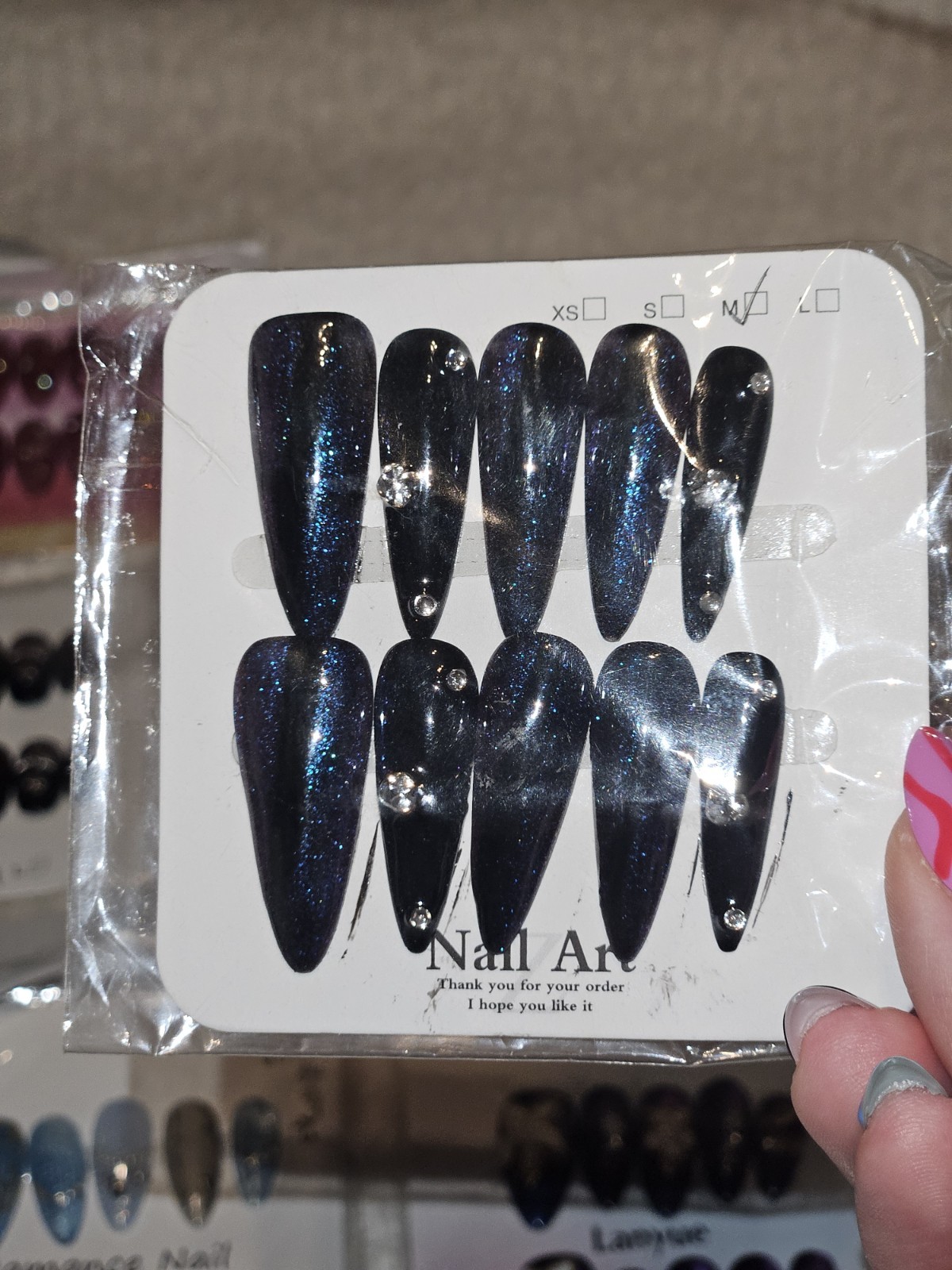 Press on Nail Bundle Cat Eye style Medium size; 14 sets