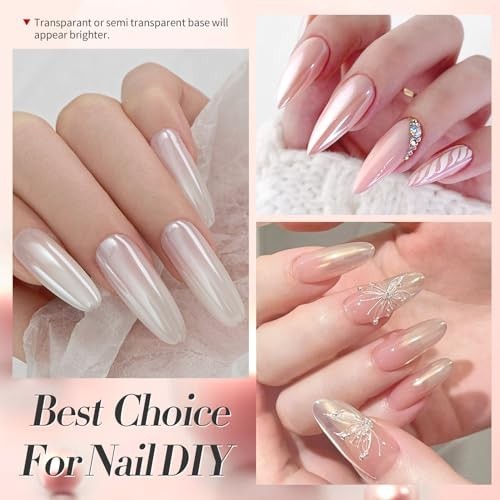 White Pearl Chrome Nail Powder Iridescent Mermaid Pigment for Acrylic Gel Nail