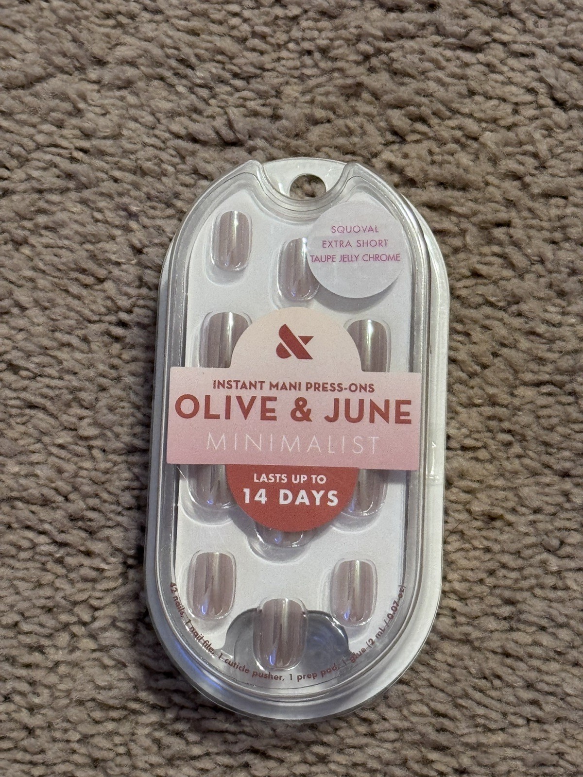 Olive and June Taupe Jelly Chrome Minimalist Instant Press-On Nails Extra Short