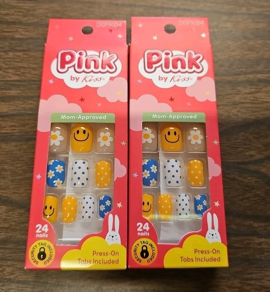 Pink By Kiss Press-on Nails (Press On Tabs Included), Little Star, Pack Of 2