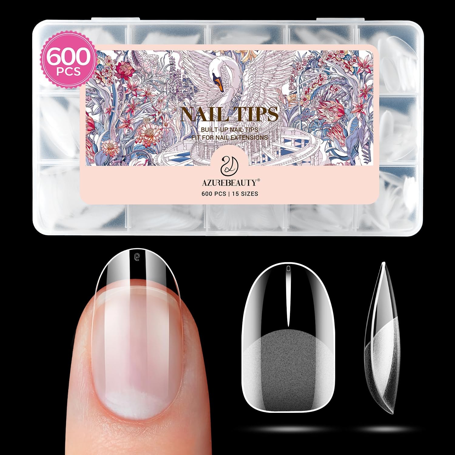 Short Oval Round Nail Tips, 600pcs Pre 600 Piece Assortment,