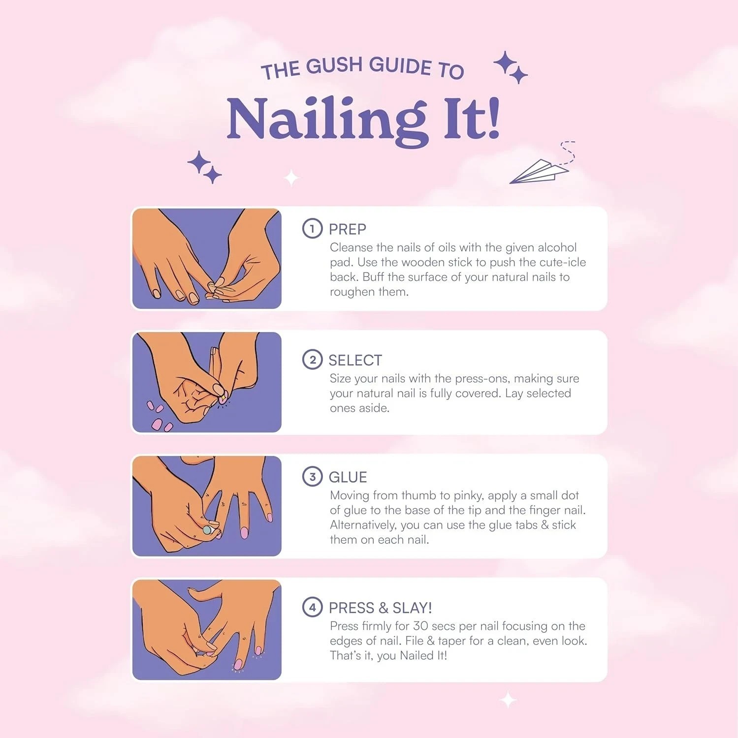 Gush Beauty Press On Nails | Reusable Extensions | 24 Nails Set Free Shipping t8