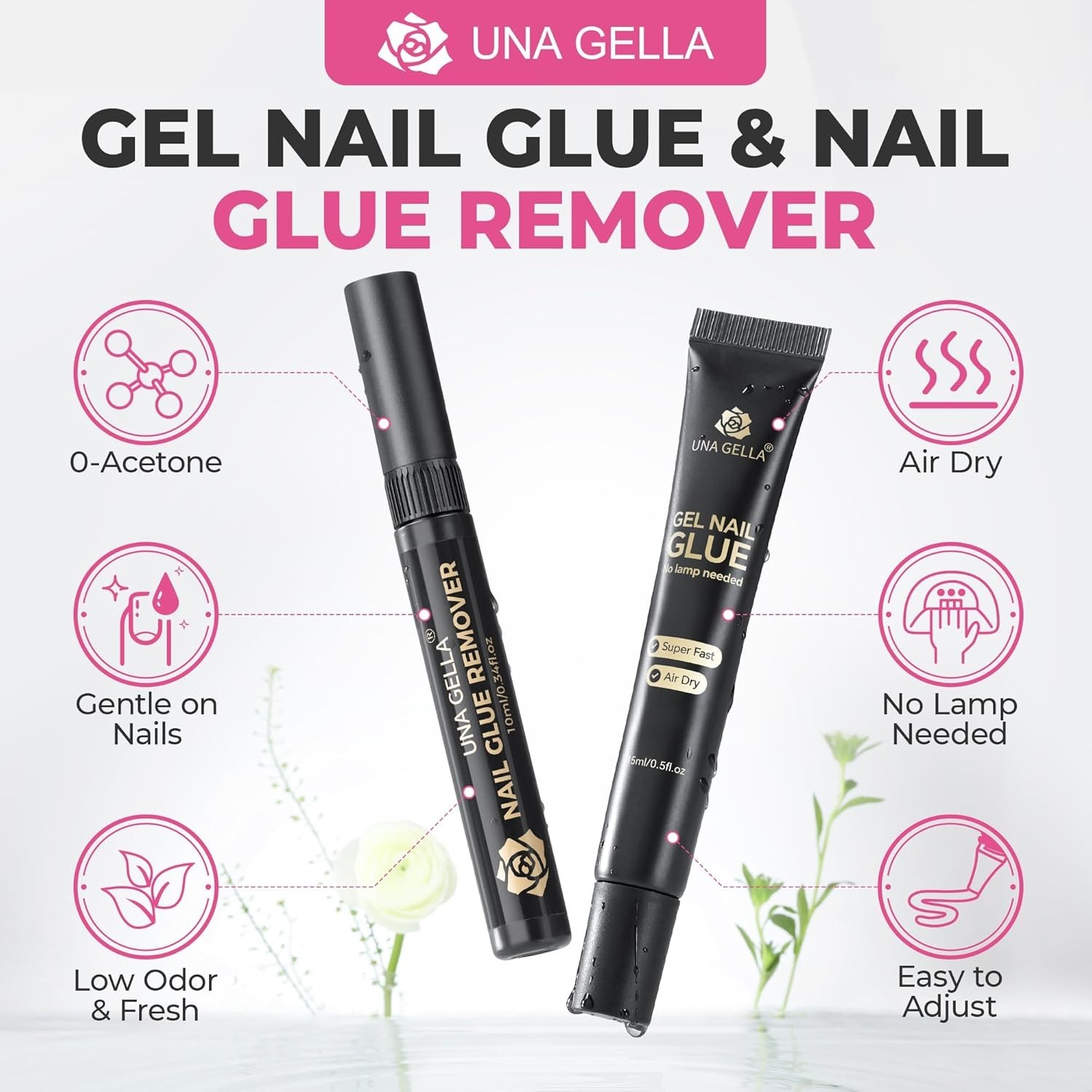 Complete Press-On Nail Kit: 15g Glue & 10ml Gentle Remover – Easy DIY Manicure