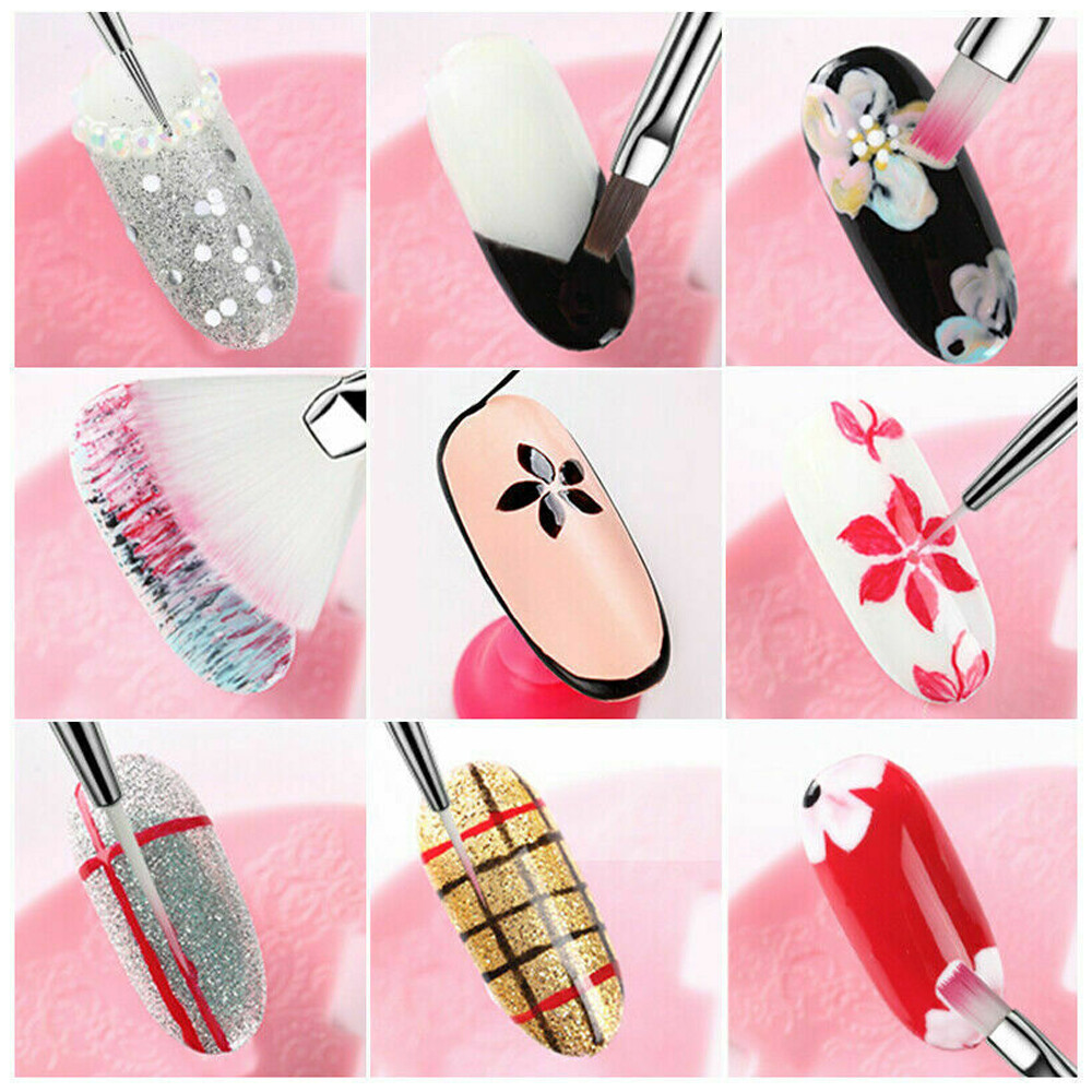 8/20 PCS Nail Art Pen Brush Design Dotting Painting Drawing Polish Tool UV Gel