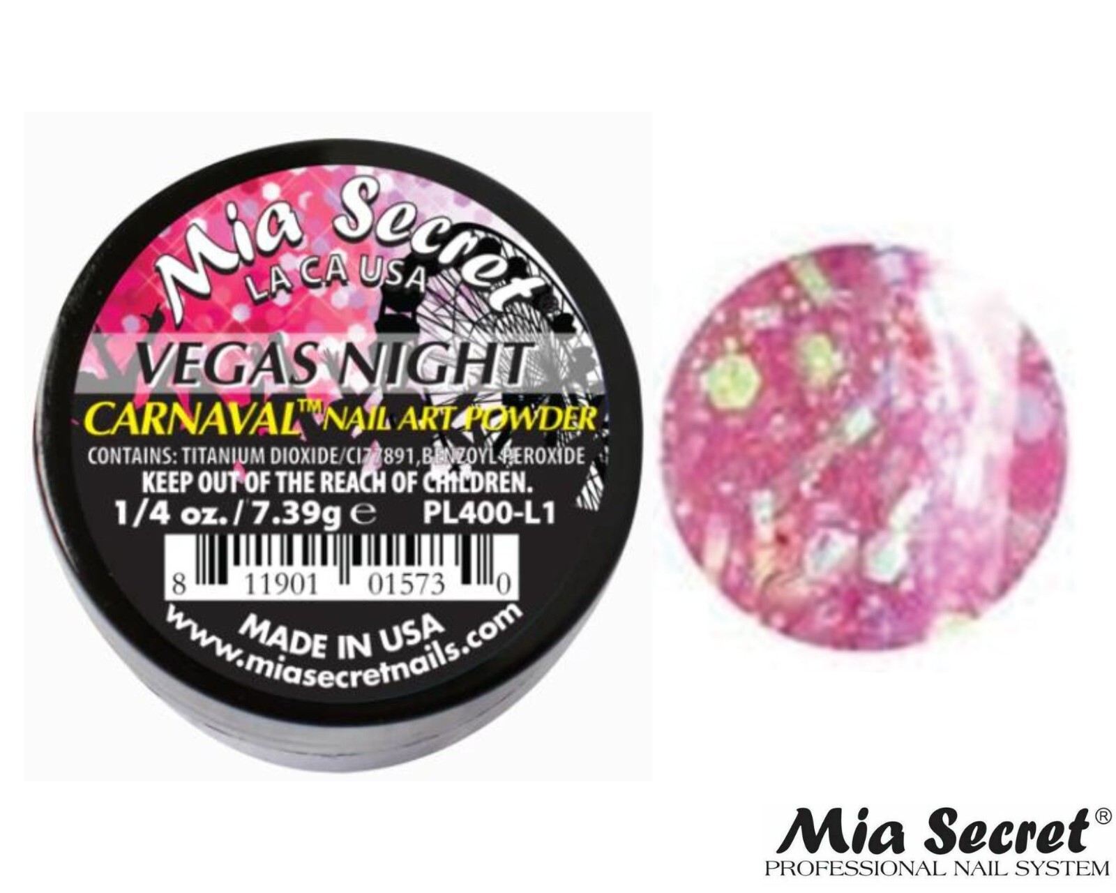 Mia Secret Nail Art Powder Carnaval Collection (VEGAS NIGHT) 1/4oz