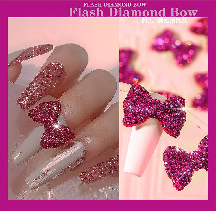 1Pc 3D Bow Knot Nail Charms Glitter Metal Manicure Accessories Nail Art Decor
