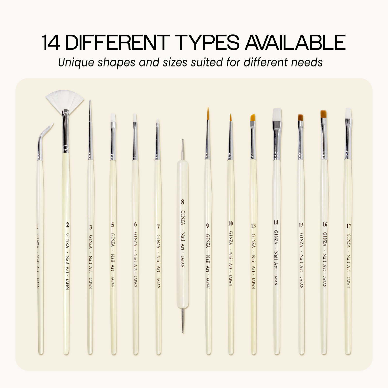 Ginza Professional Acrylic Nail Art Dotting Marbler with White Wooden Handle
