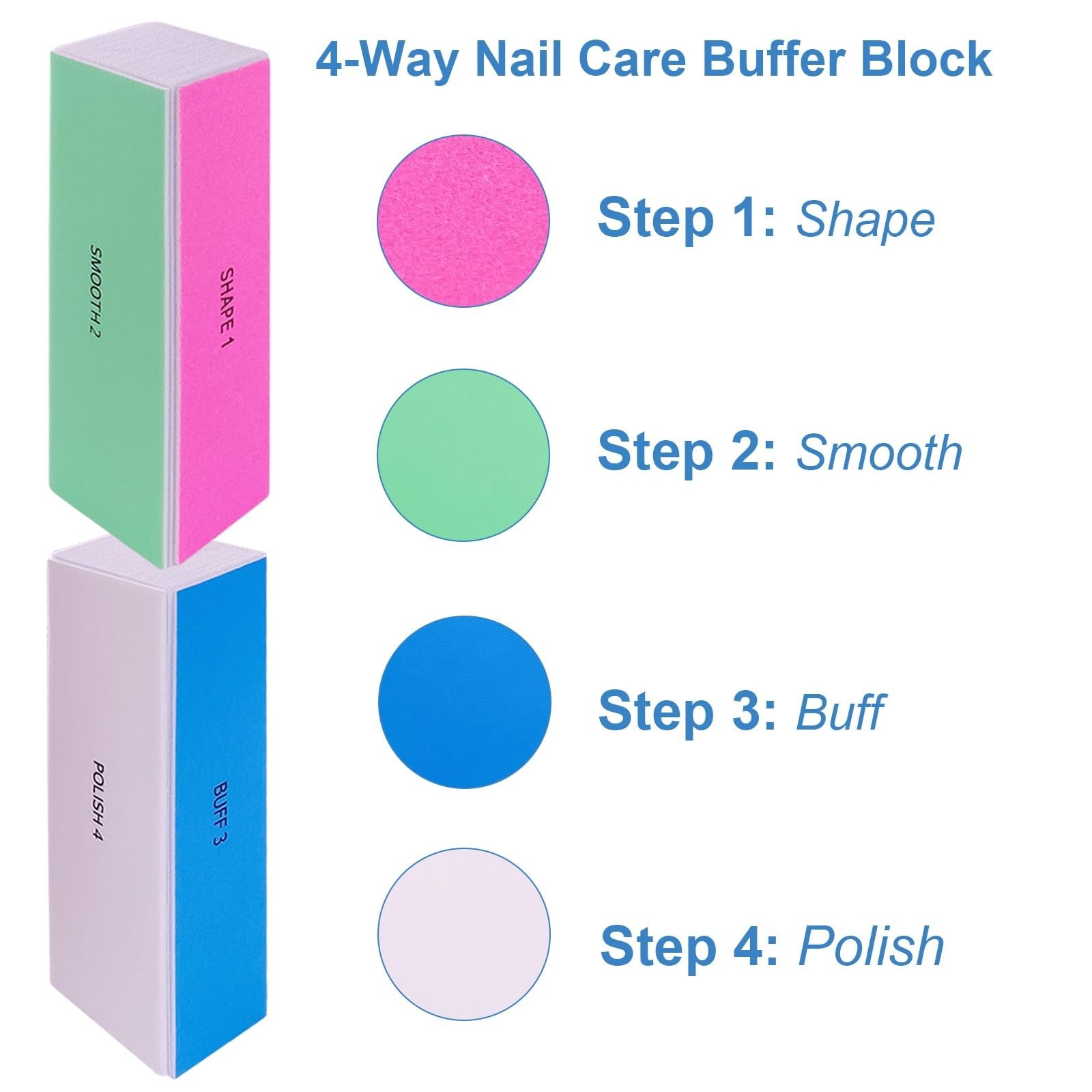 4 Way Nail Buffer Block (10 Pcs), Nail Shine Buffers Blocks Files for Natural…