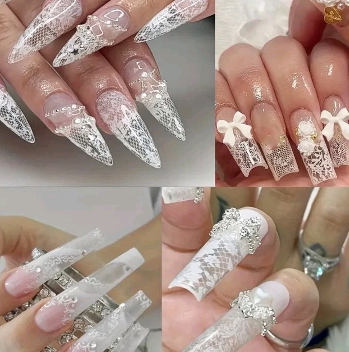 10 Rolls Nail Art Transfer Foil Black White Lace Paisley Roses Set Stickers Lot