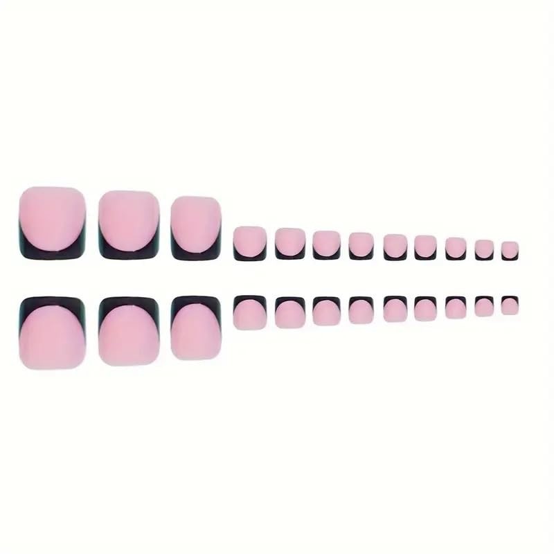 NHIXK 60Pcs Black French Tip Press on Nails & Standard, Color02