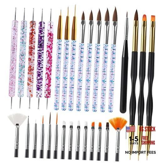Artdone 31pcs Nail Art Brushes, Nail Art Tool Set, Dotting Tools, Dust 31Pcs