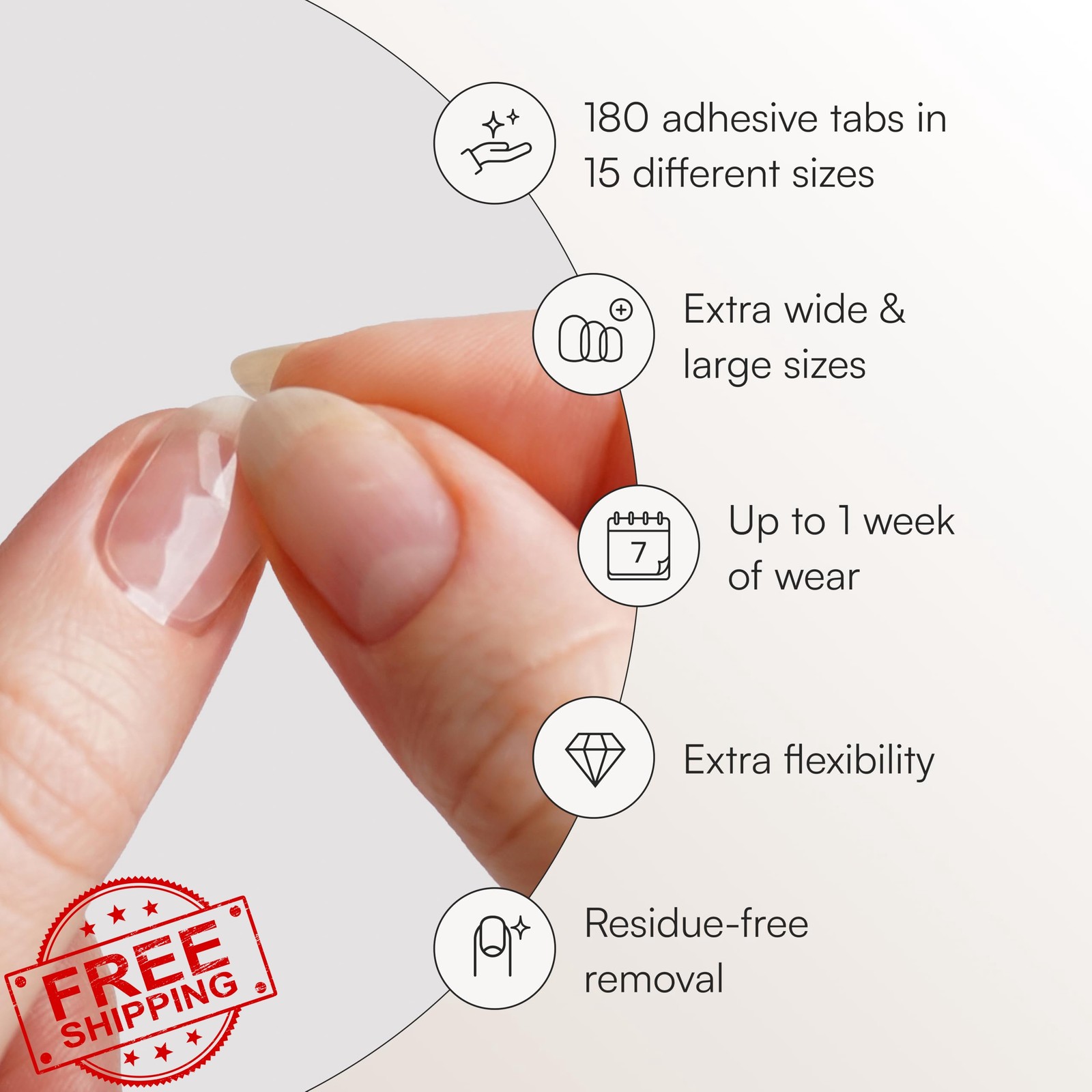 Doonails Extra Strong Nail Tabs Press On Nails 15 Sizes 180 Count