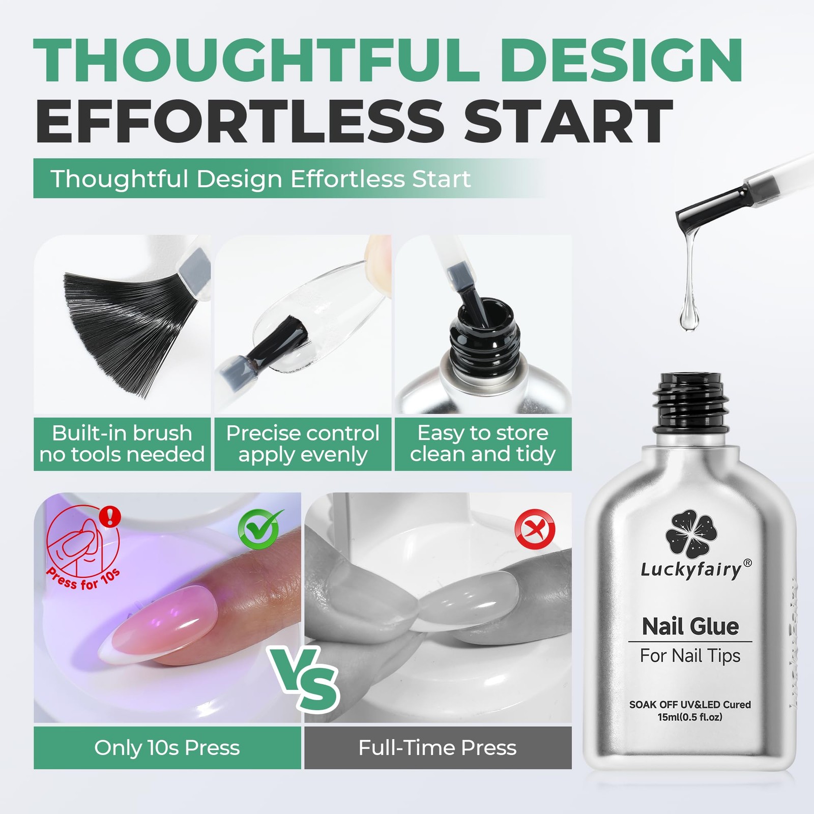 6 in 1 Gel Nail Glue Kit: Super Strong Nail Glue Gel 2Pcs 15ml for Press On N…