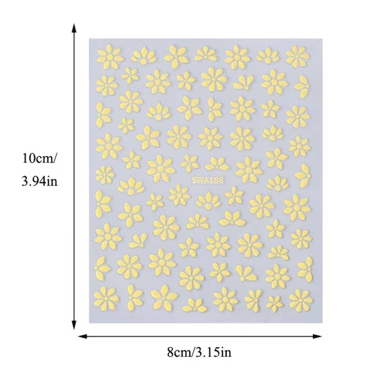 Glittery Flower Nail Stickers Daisy Summer Nail Art Decals Pink Orange SWA188