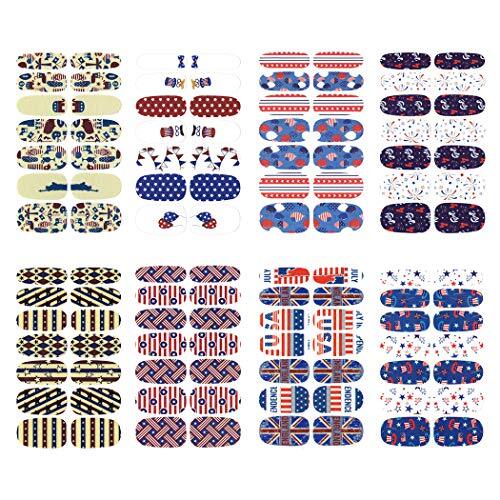 16 Pcs Independence Day Nail Strips Polish Stickers Fourth of July Self KIT6A