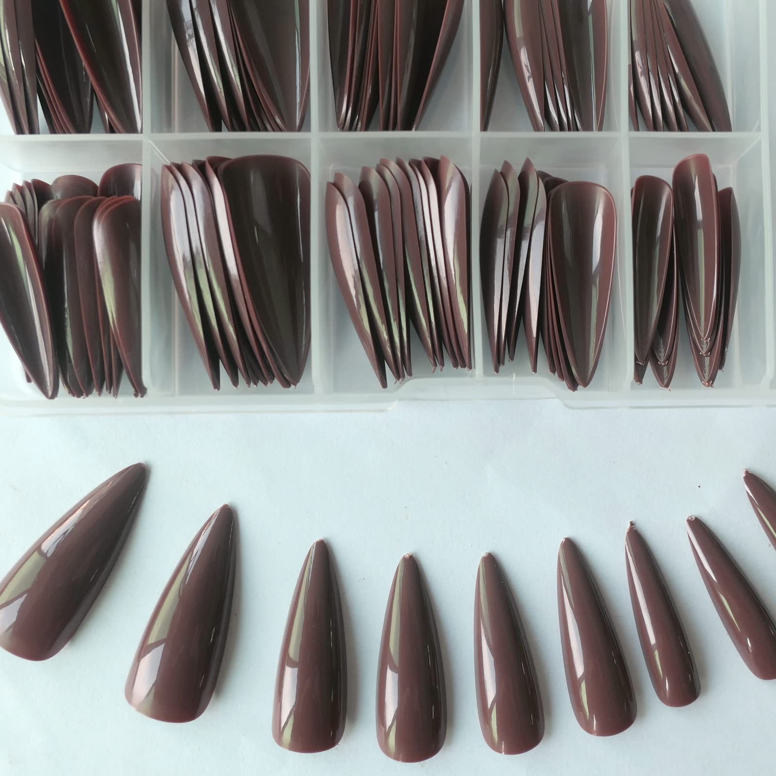 Extra Long stiletto Glossy Fake Nail 100 PCS Full Cover Acrylic Press on Nail…