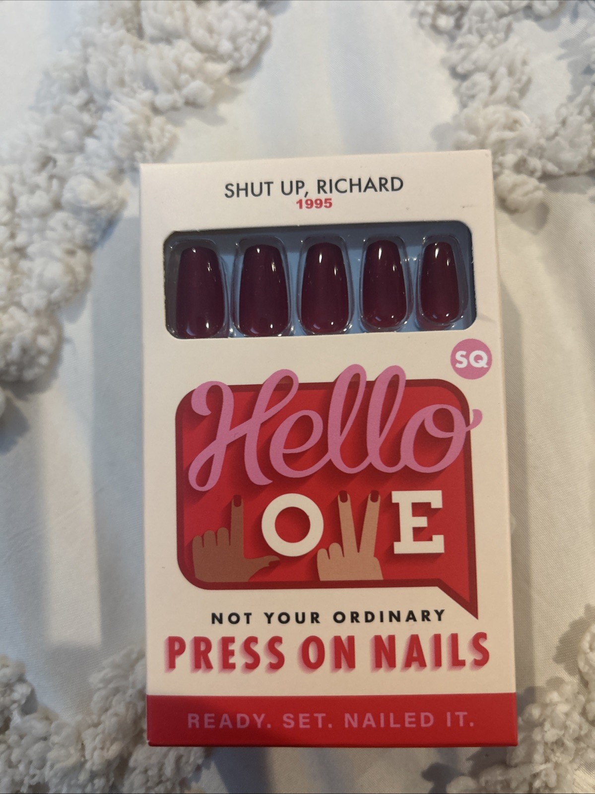 Hello Love Press On Nails Shut Up Richard Squaffin Shape Red