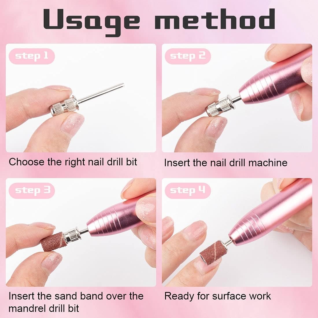 10 Pieces nail drill heads nail drill bits sanding band shaft 3/32