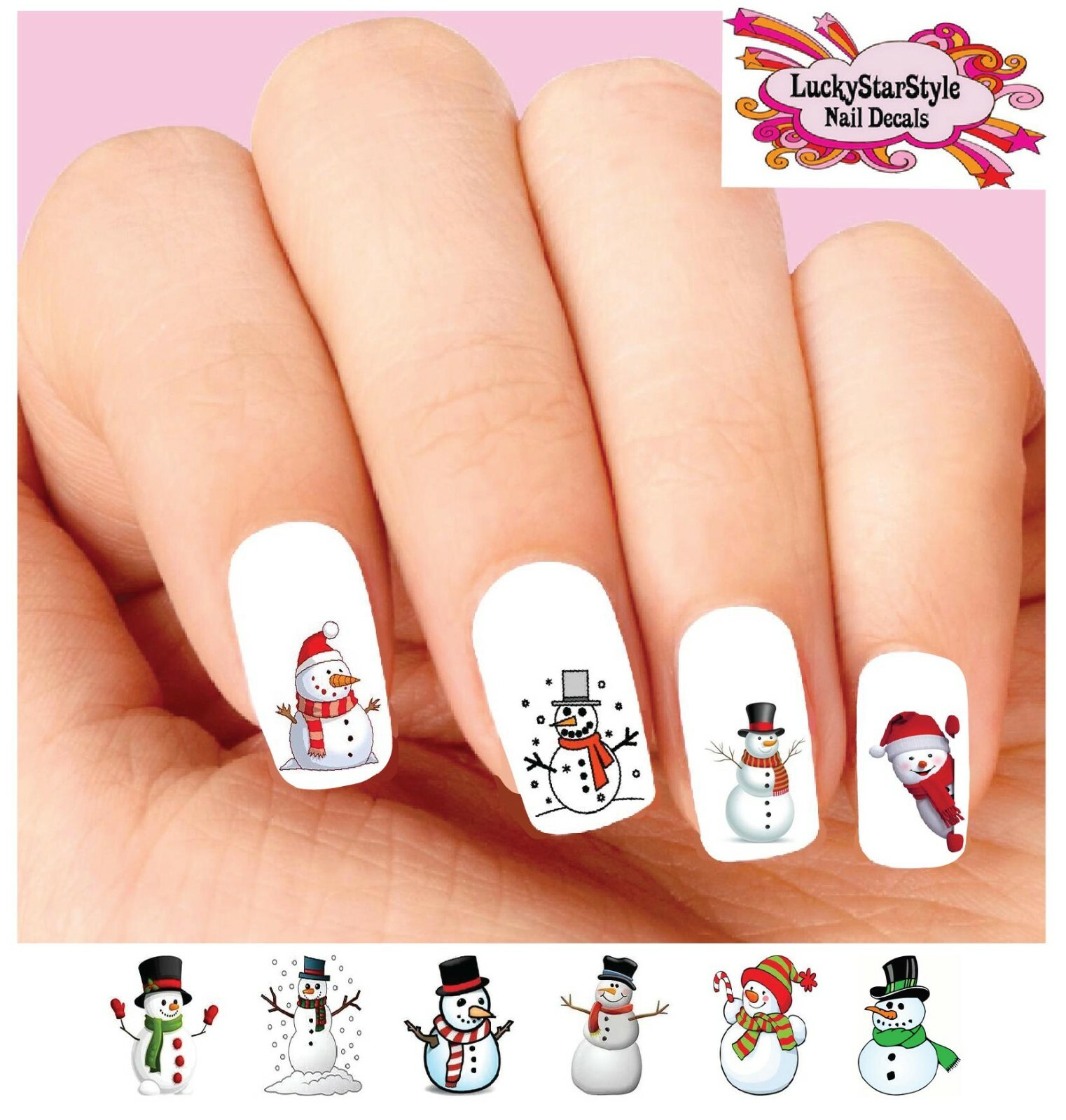 Waterslide Nail Decals Set of 20 – Christmas Holiday Snowman Assorted