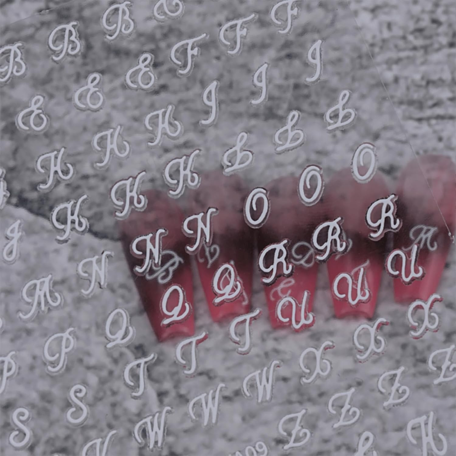 12 Sheets Letter Nail Art Stickers Decals 3D Self Adhesive Letter Nail Stickers
