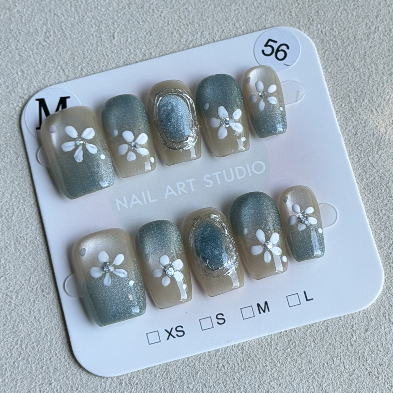 Unique Handmade Press-On Nails Size M | One of a Kind Set, Reusable 56