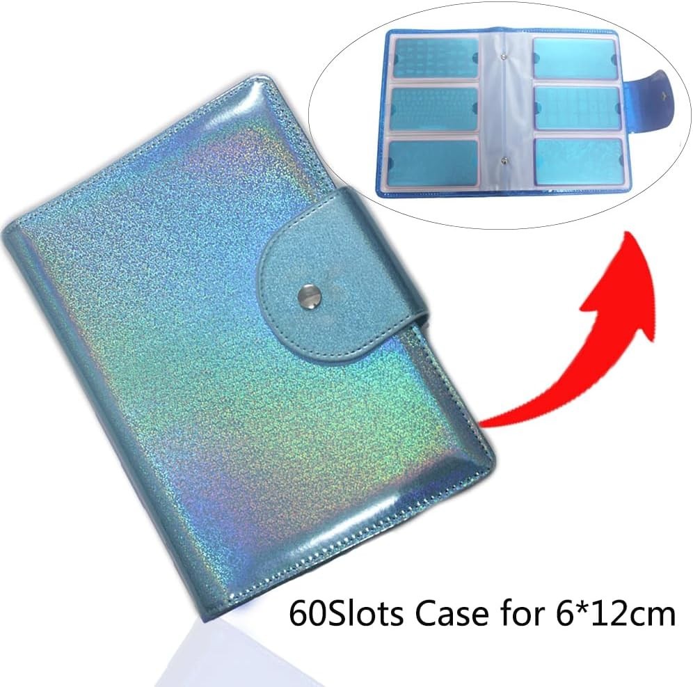 60 Slots Stamping Plate Collection Light Blue Nail Art Stamp Plate Stamping P…