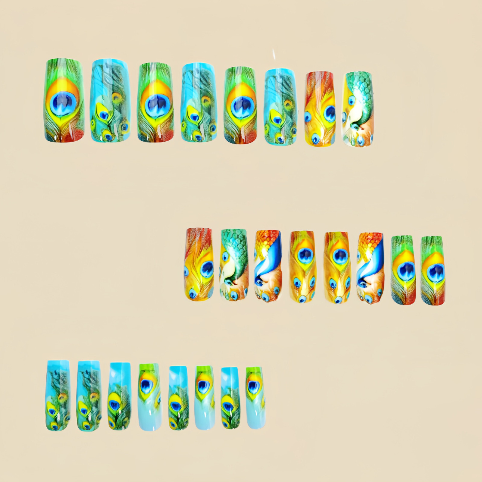 4 set （24Pcs/set ）Retro Style False Nail Art Full Cover Artificial Fake Nails