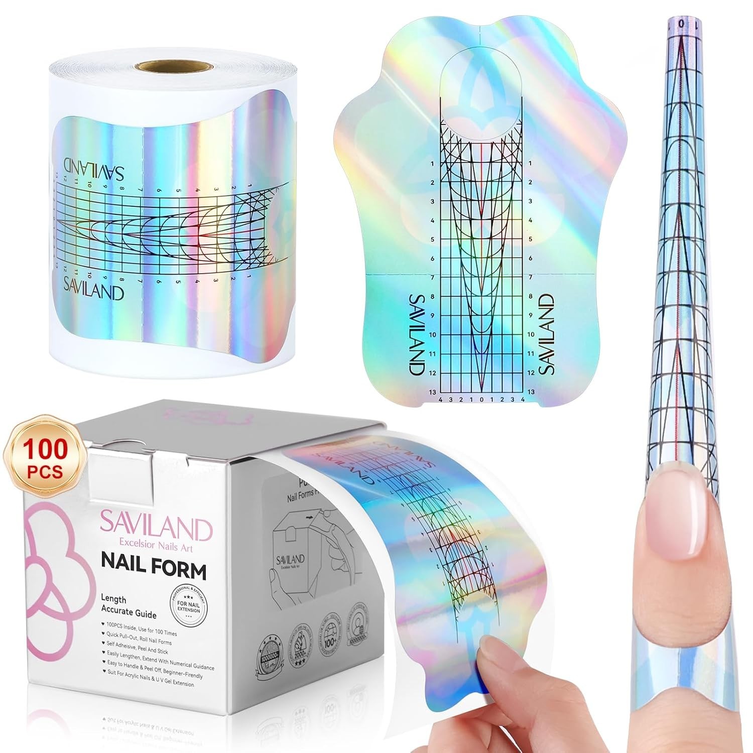 Long-Length Self-Adhesive Nail Forms with Clear Guidance for Easy Application
