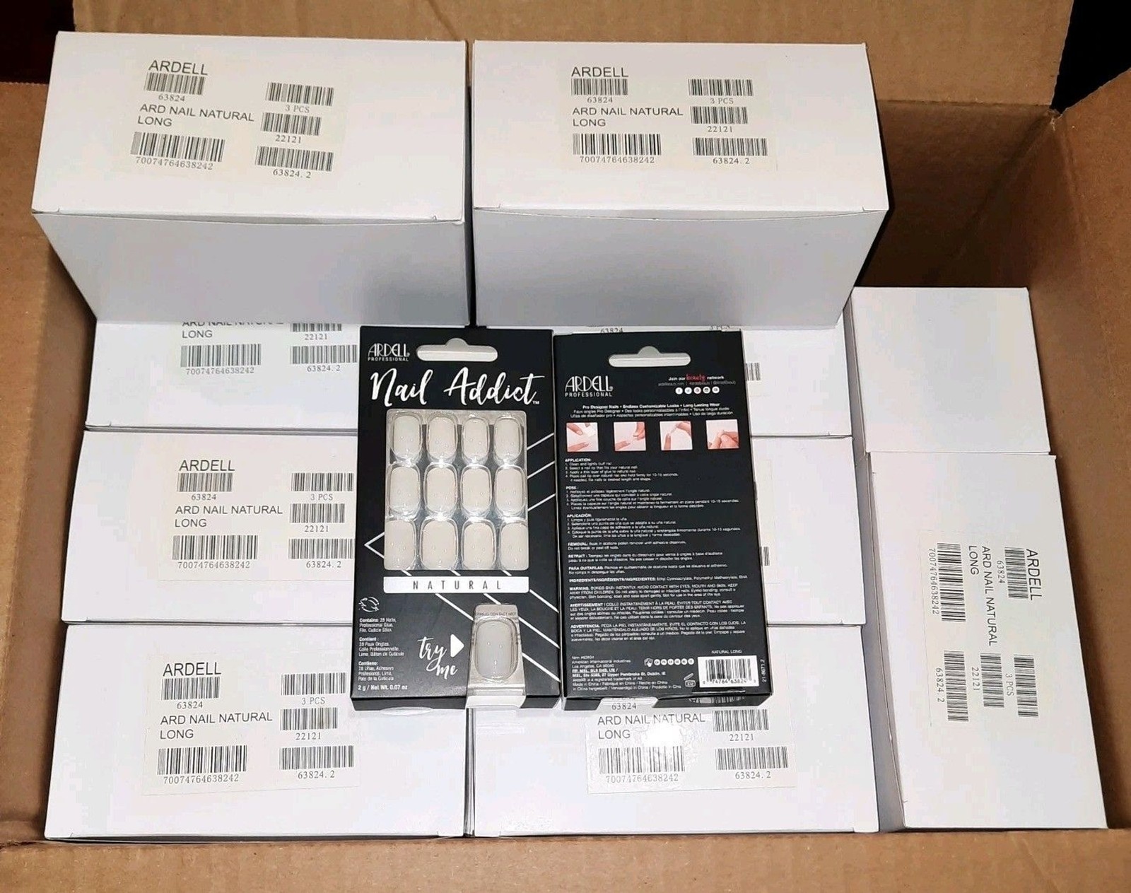 Lot of 51 Box Sets ARDELL NAIL ADDICT Fake False Press On Natural Long Nails Kit