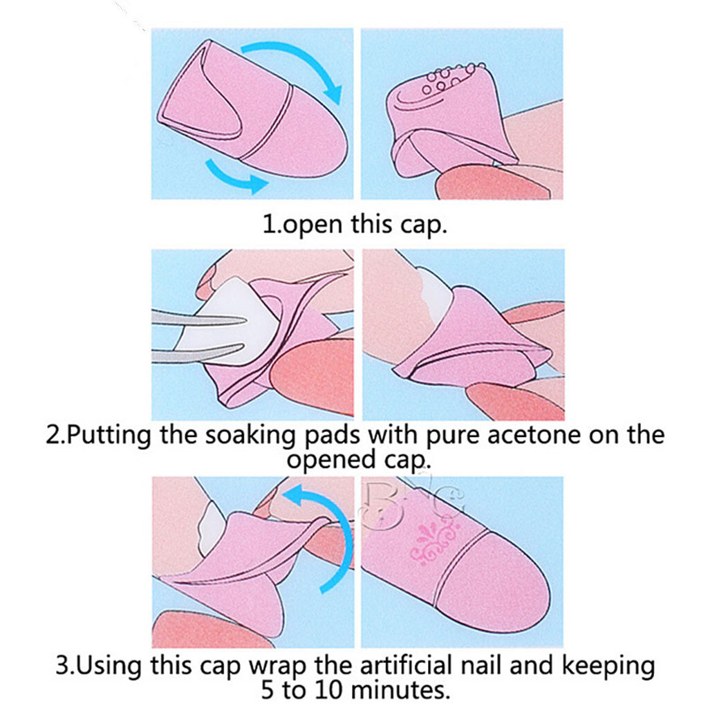 [JB] Plastic Foot Toe Nail Art Soak Off Cap Clip UV Gel Polish Remove Wrap Tool