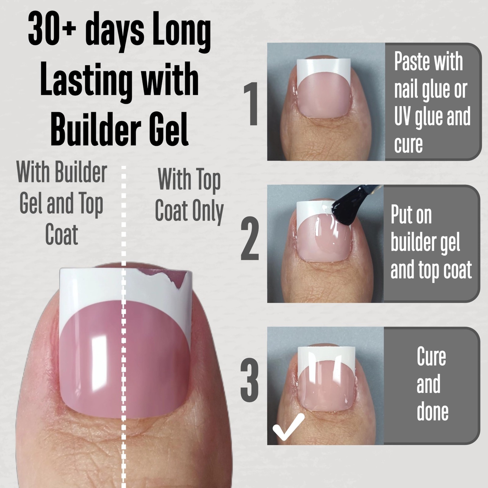 French Tip Toe Nail Tips Press on, Sharp Square Pre-Designed Soft Gel False T…